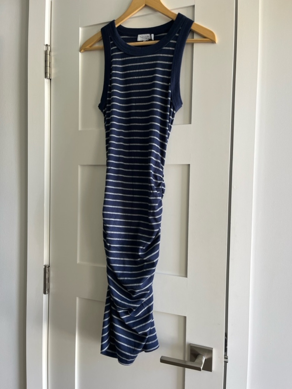 Michael Stars Navy & Light Gray Striped Tank Midi Dress